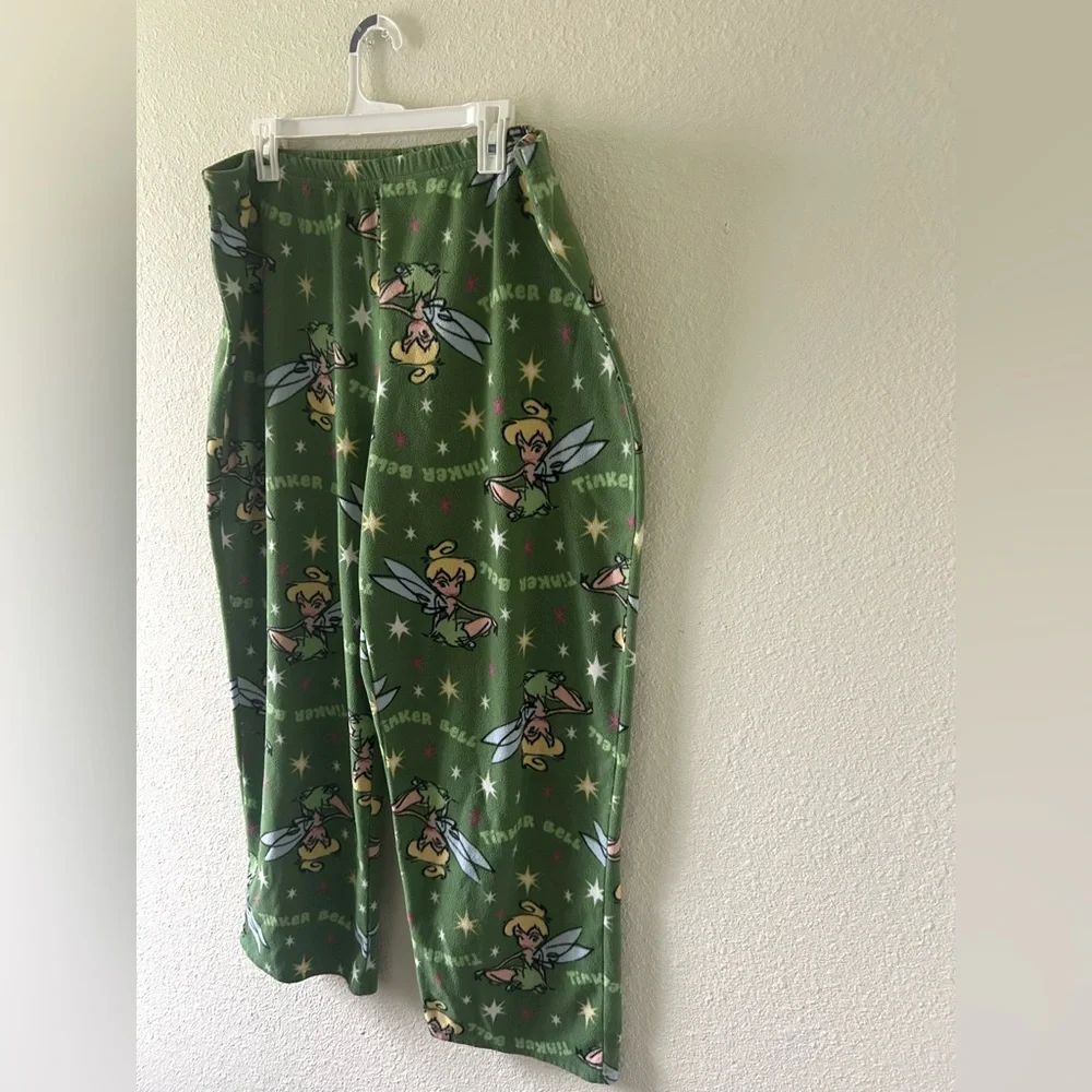 Disney Tinkerbell Pajama Pants Womens 2X Green Fleece Sleepwear - Picture 3 of 8
